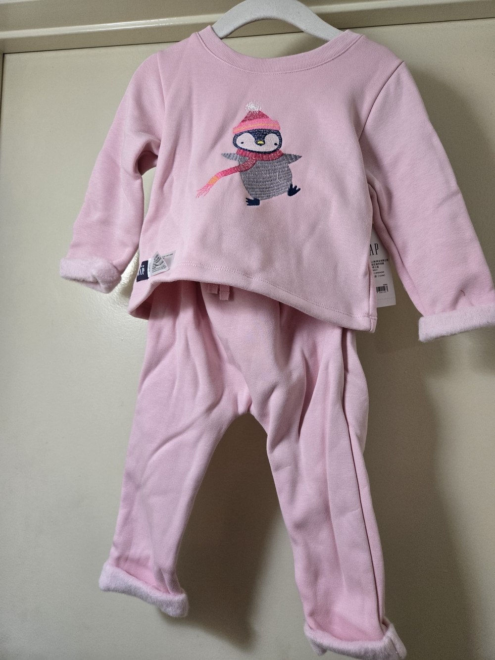 GAP Pink Penguin Fleece Pajama Set